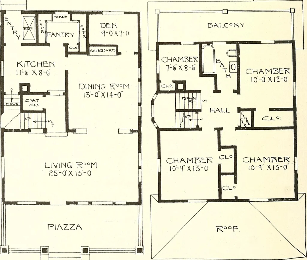 An illustration from The plan book of American dwellings : being a compilation of original home designs, showing actual photographic exteriors and floor plans of moderately priced bungalows, cottages, residences, 1914, leaf 221