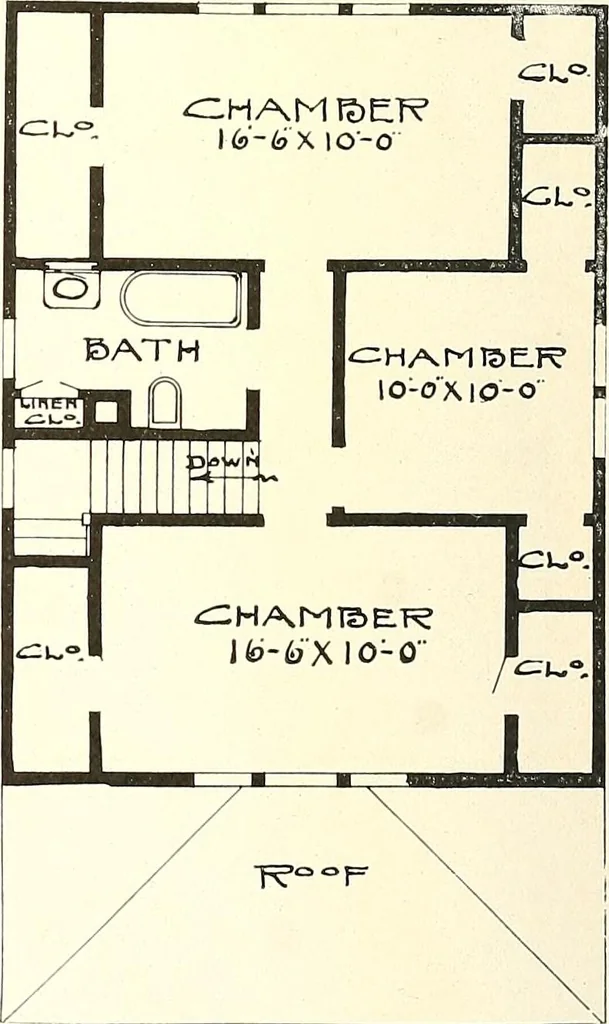 An illustration from The plan book of American dwellings : being a compilation of original home designs, showing actual photographic exteriors and floor plans of moderately priced bungalows, cottages, residences, 1914, leaf 229