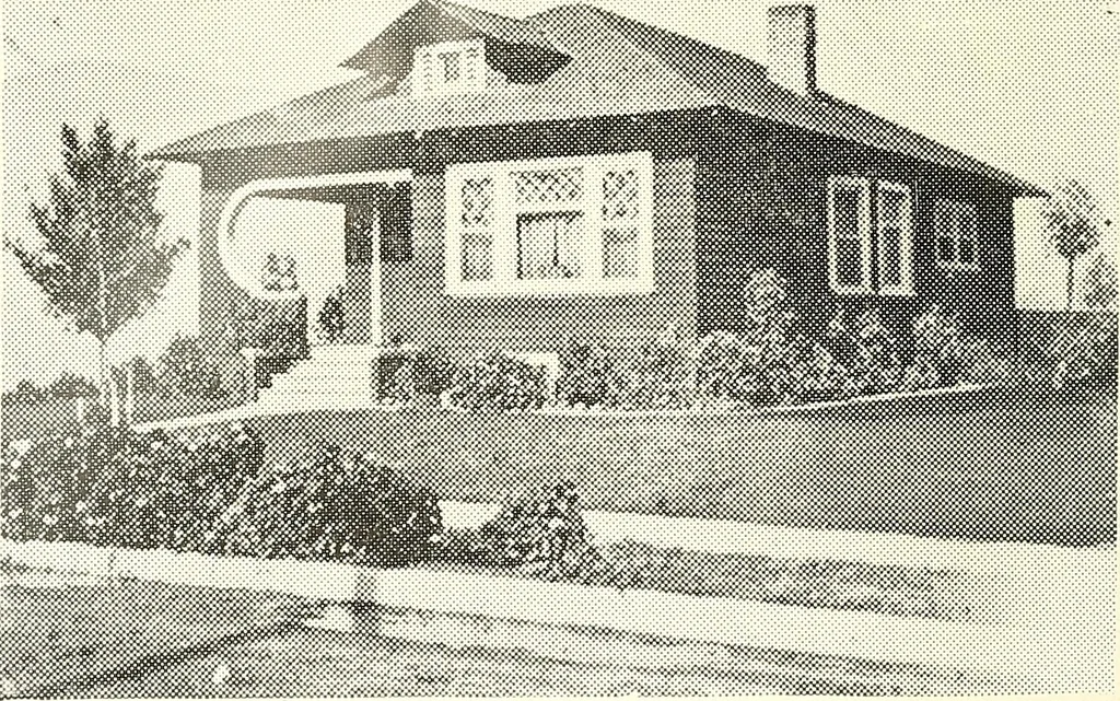 An illustration from The plan book of American dwellings : being a compilation of original home designs, showing actual photographic exteriors and floor plans of moderately priced bungalows, cottages, residences, 1914, leaf 235