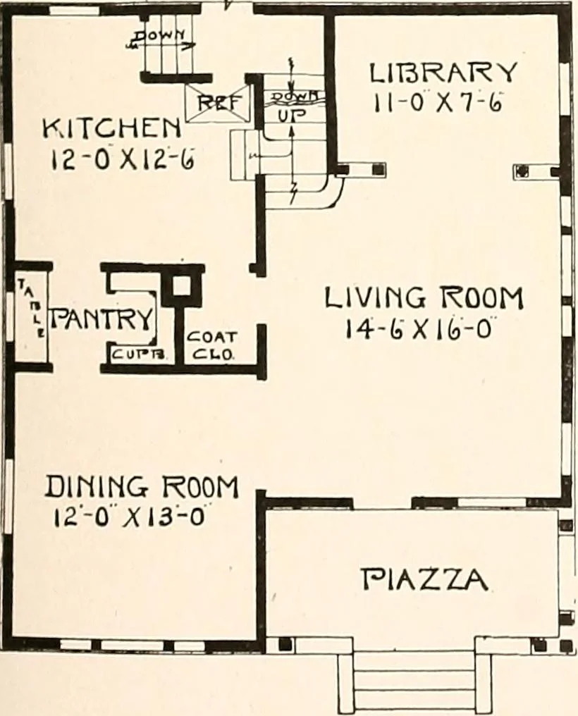 An illustration from The plan book of American dwellings : being a compilation of original home designs, showing actual photographic exteriors and floor plans of moderately priced bungalows, cottages, residences, 1914, leaf 236