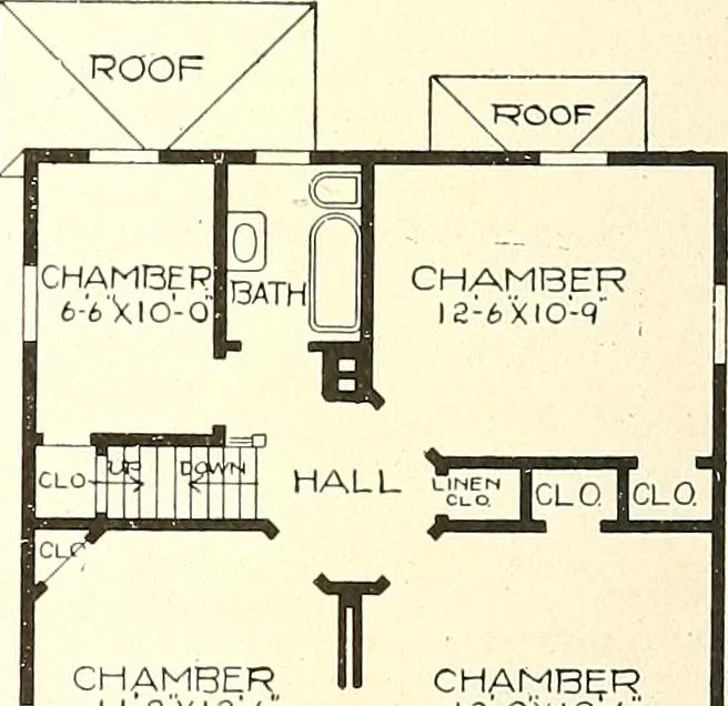 An illustration from The plan book of American dwellings : being a compilation of original home designs, showing actual photographic exteriors and floor plans of moderately priced bungalows, cottages, residences, 1914, leaf 237