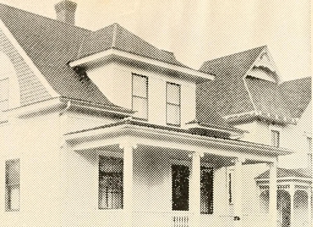 An illustration from The plan book of American dwellings : being a compilation of original home designs, showing actual photographic exteriors and floor plans of moderately priced bungalows, cottages, residences, 1914, leaf 240