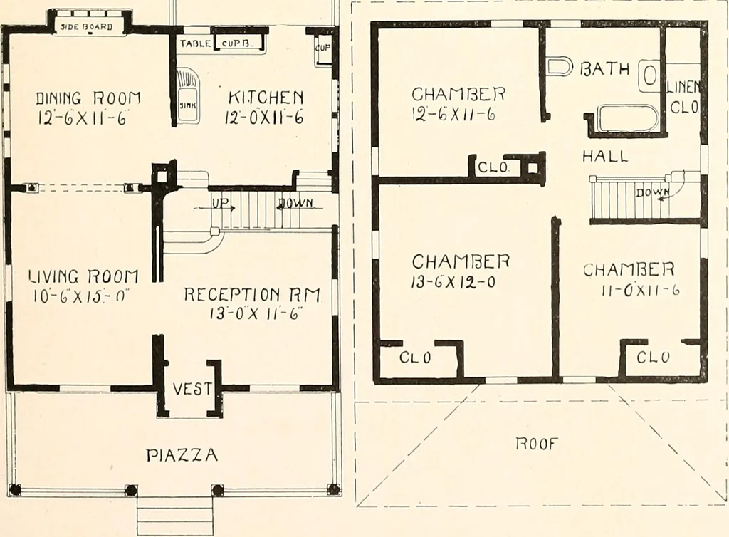 An illustration from The plan book of American dwellings : being a compilation of original home designs, showing actual photographic exteriors and floor plans of moderately priced bungalows, cottages, residences, 1914, leaf 240