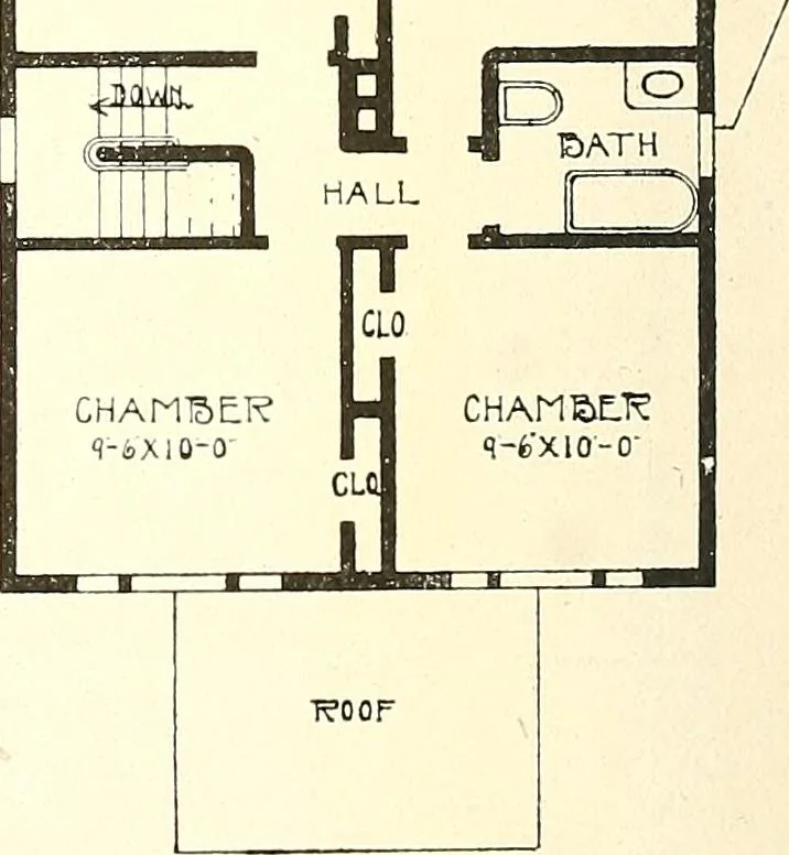 An illustration from The plan book of American dwellings : being a compilation of original home designs, showing actual photographic exteriors and floor plans of moderately priced bungalows, cottages, residences, 1914, leaf 241