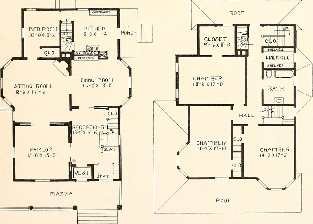 An illustration from The plan book of American dwellings : being a compilation of original home designs, showing actual photographic exteriors and floor plans of moderately priced bungalows, cottages, residences, 1914, leaf 242