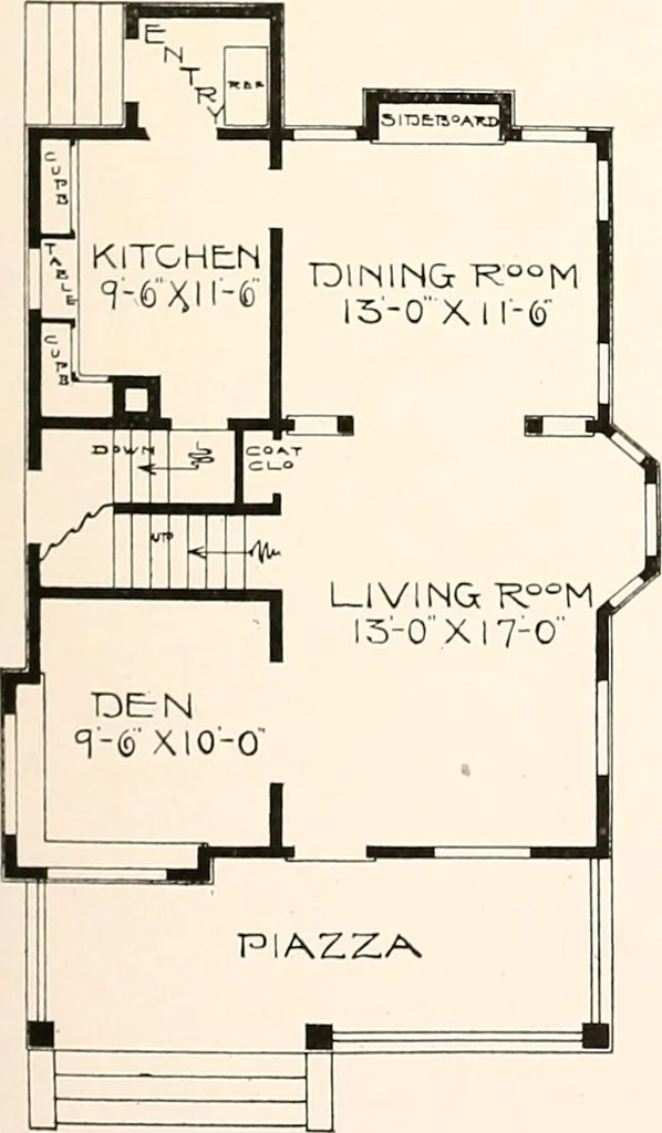 An illustration from The plan book of American dwellings : being a compilation of original home designs, showing actual photographic exteriors and floor plans of moderately priced bungalows, cottages, residences, 1914, leaf 248