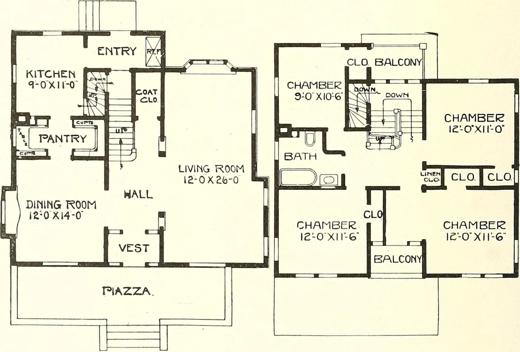An illustration from The plan book of American dwellings : being a compilation of original home designs, showing actual photographic exteriors and floor plans of moderately priced bungalows, cottages, residences, 1914, leaf 255