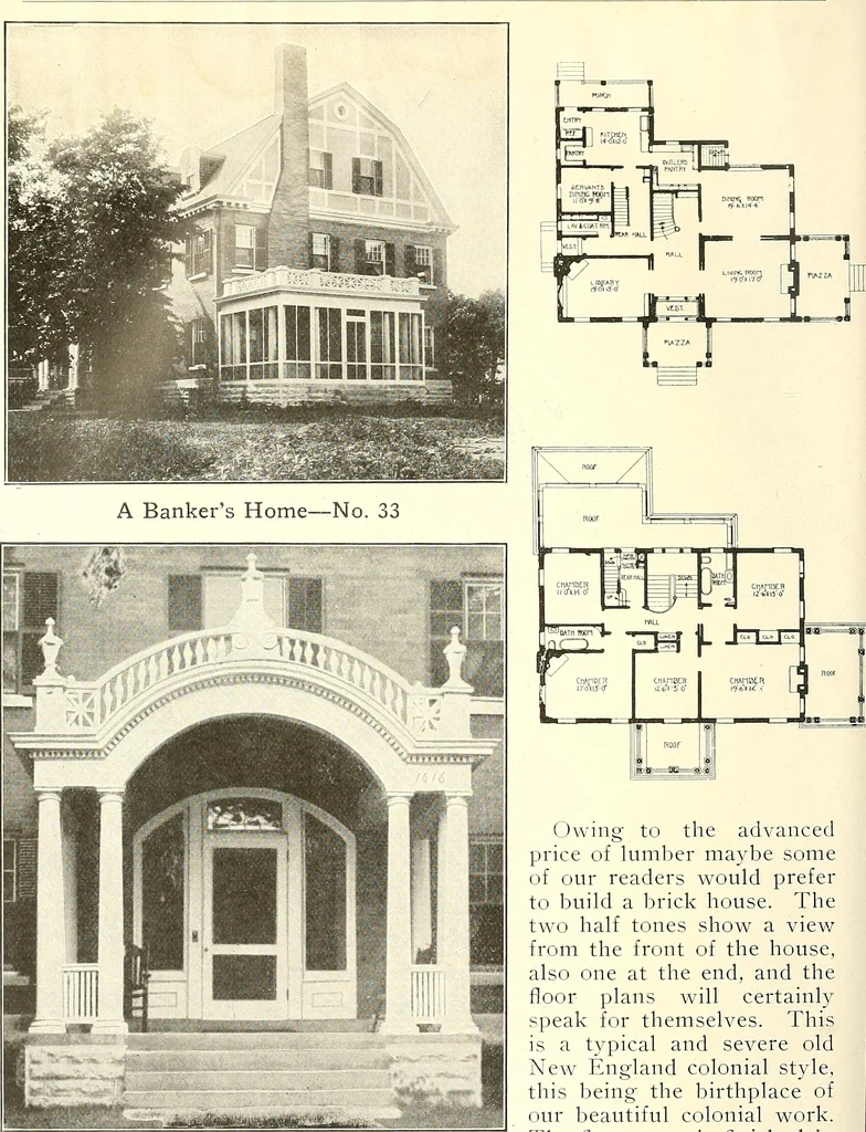 An illustration from The plan book of American dwellings : being a compilation of original home designs, showing actual photographic exteriors and floor plans of moderately priced bungalows, cottages, residences, 1914, leaf 257