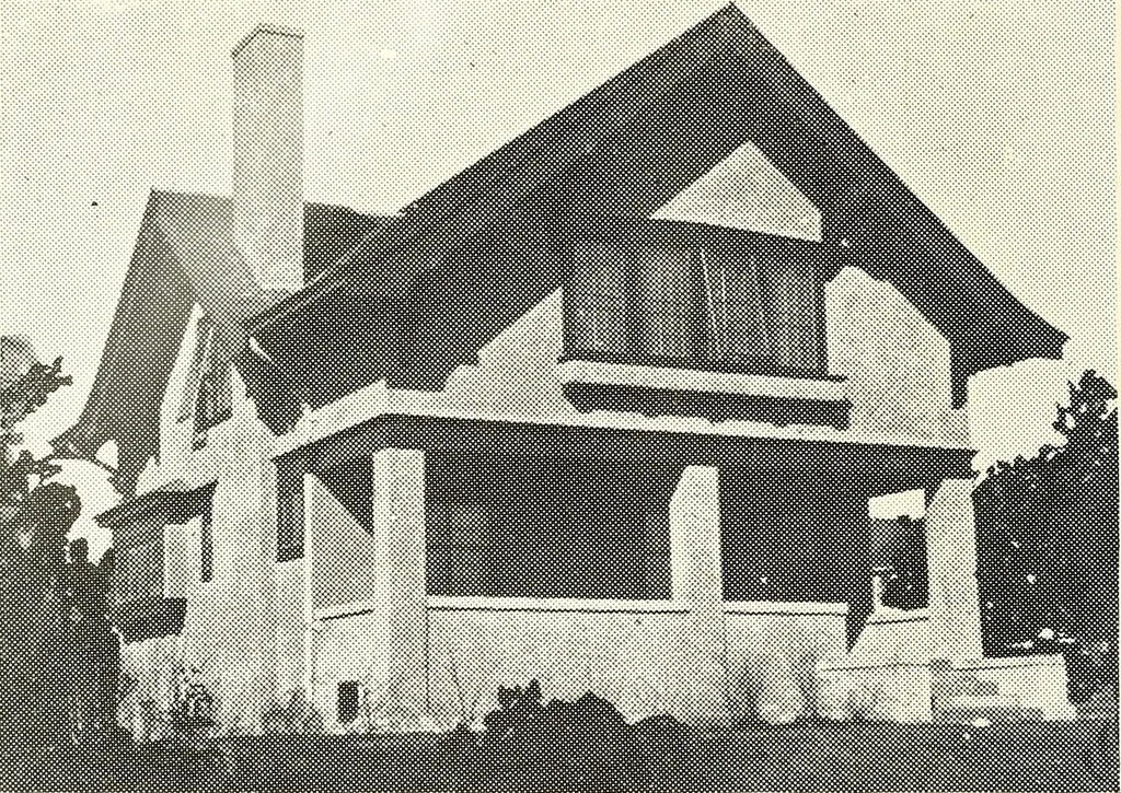 An illustration from The plan book of American dwellings : being a compilation of original home designs, showing actual photographic exteriors and floor plans of moderately priced bungalows, cottages, residences, 1914, leaf 259
