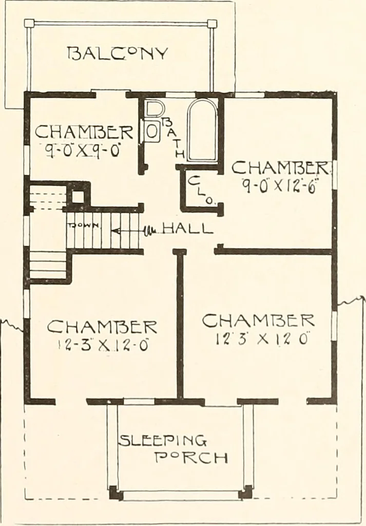 An illustration from The plan book of American dwellings : being a compilation of original home designs, showing actual photographic exteriors and floor plans of moderately priced bungalows, cottages, residences, 1914, leaf 26