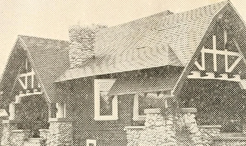 An illustration from The plan book of American dwellings : being a compilation of original home designs, showing actual photographic exteriors and floor plans of moderately priced bungalows, cottages, residences, 1914, leaf 266