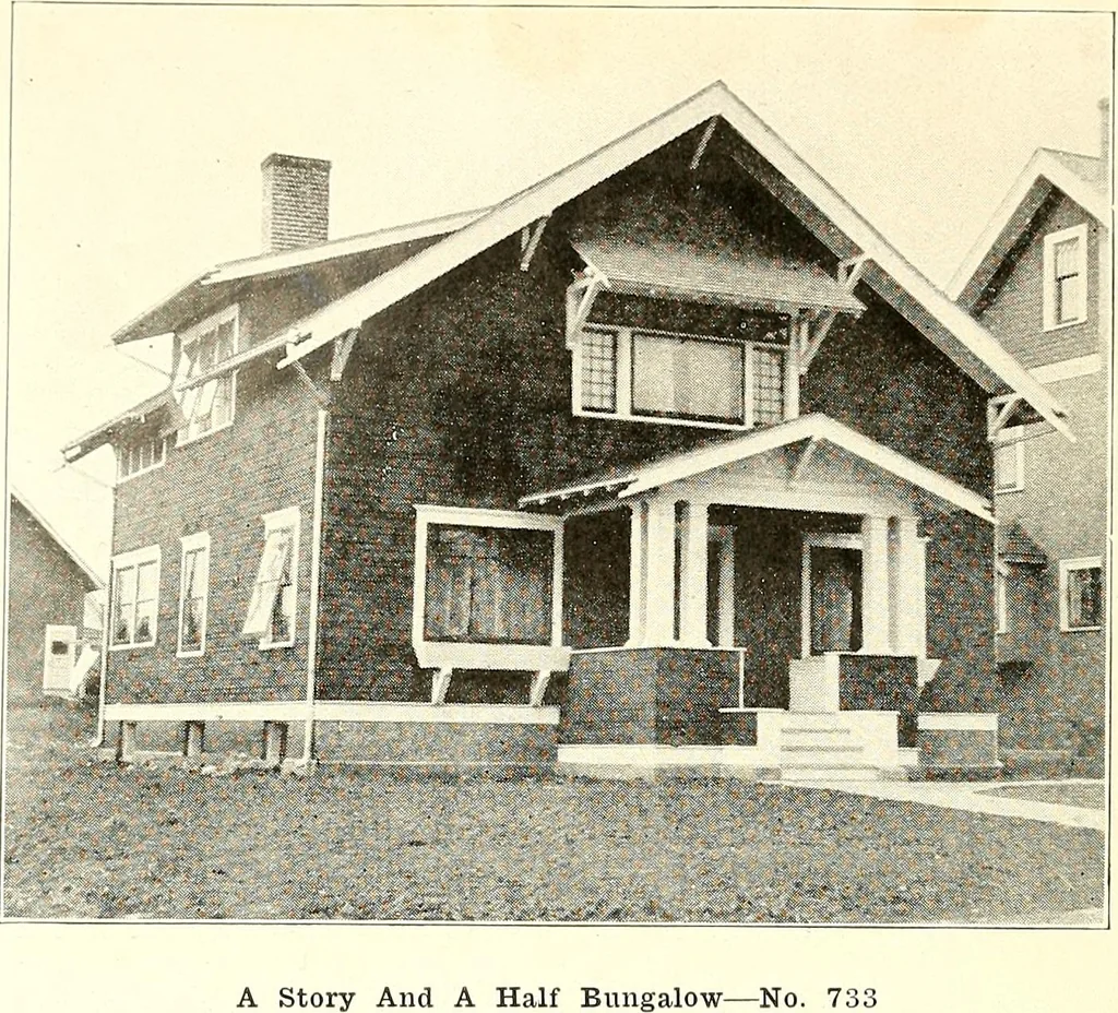 An illustration from The plan book of American dwellings : being a compilation of original home designs, showing actual photographic exteriors and floor plans of moderately priced bungalows, cottages, residences, 1914, leaf 27
