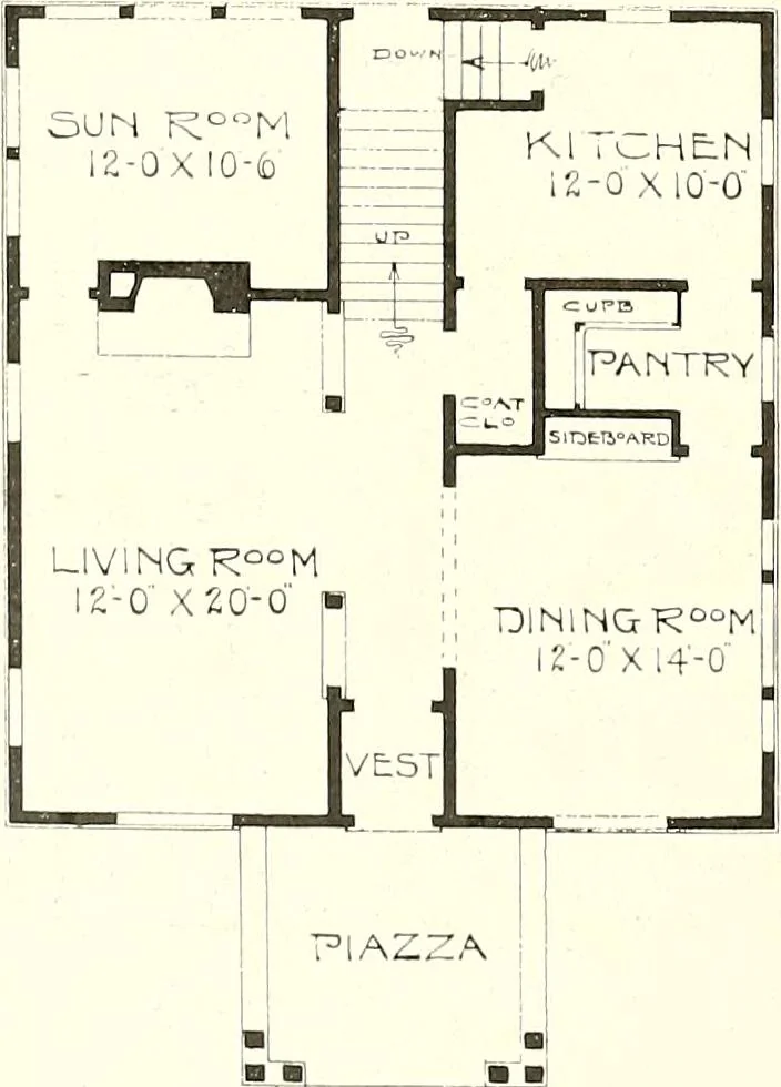 An illustration from The plan book of American dwellings : being a compilation of original home designs, showing actual photographic exteriors and floor plans of moderately priced bungalows, cottages, residences, 1914, leaf 27