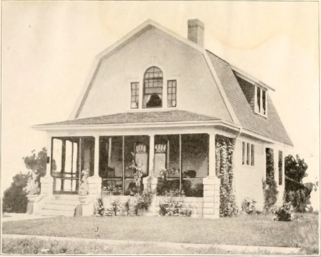 An illustration from The plan book of American dwellings : being a compilation of original home designs, showing actual photographic exteriors and floor plans of moderately priced bungalows, cottages, residences, 1914, leaf 272