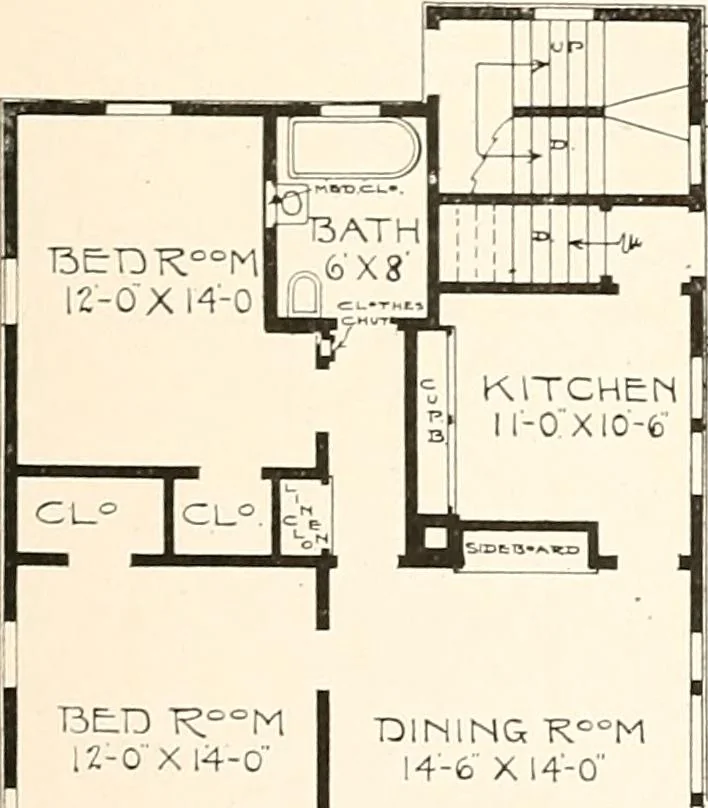An illustration from The plan book of American dwellings : being a compilation of original home designs, showing actual photographic exteriors and floor plans of moderately priced bungalows, cottages, residences, 1914, leaf 274