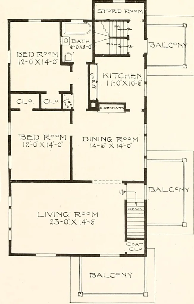 An illustration from The plan book of American dwellings : being a compilation of original home designs, showing actual photographic exteriors and floor plans of moderately priced bungalows, cottages, residences, 1914, leaf 274