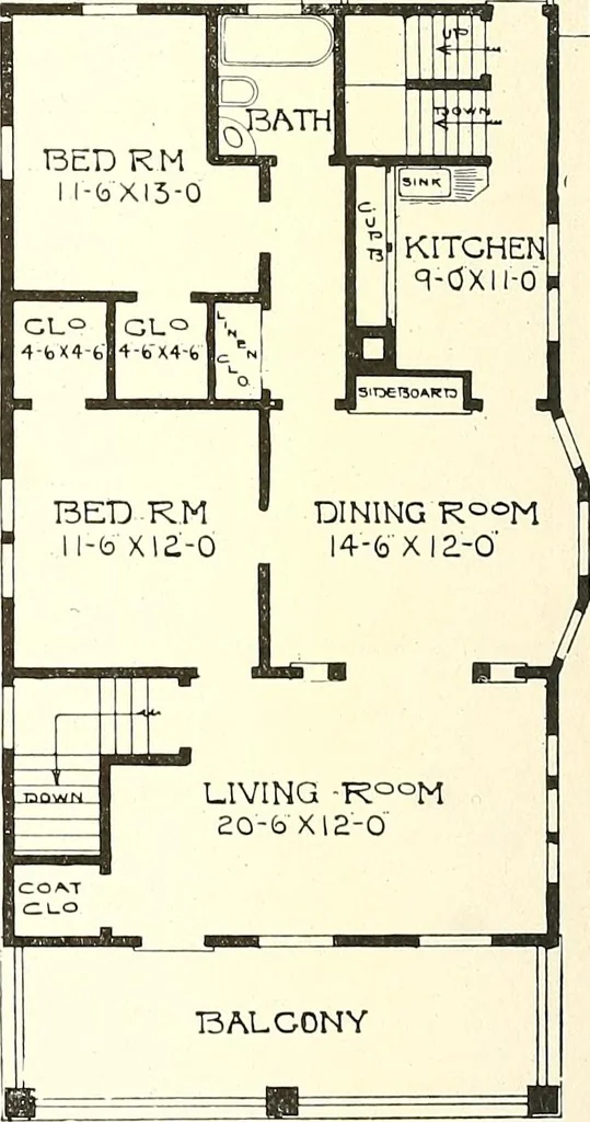 An illustration from The plan book of American dwellings : being a compilation of original home designs, showing actual photographic exteriors and floor plans of moderately priced bungalows, cottages, residences, 1914, leaf 275