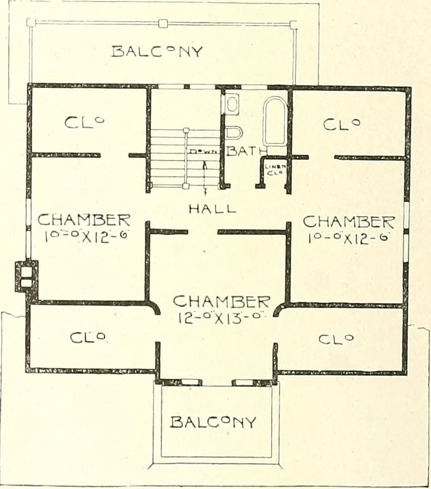 An illustration from The plan book of American dwellings : being a compilation of original home designs, showing actual photographic exteriors and floor plans of moderately priced bungalows, cottages, residences, 1914, leaf 279