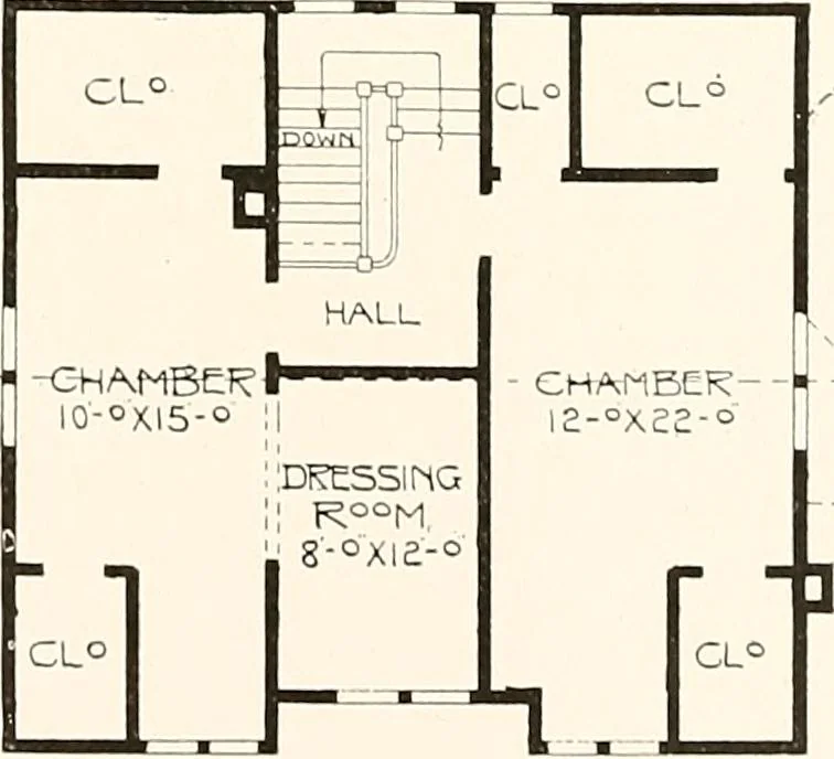 An illustration from The plan book of American dwellings : being a compilation of original home designs, showing actual photographic exteriors and floor plans of moderately priced bungalows, cottages, residences, 1914, leaf 280