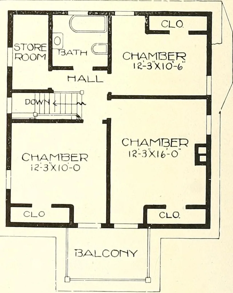 An illustration from The plan book of American dwellings : being a compilation of original home designs, showing actual photographic exteriors and floor plans of moderately priced bungalows, cottages, residences, 1914, leaf 291