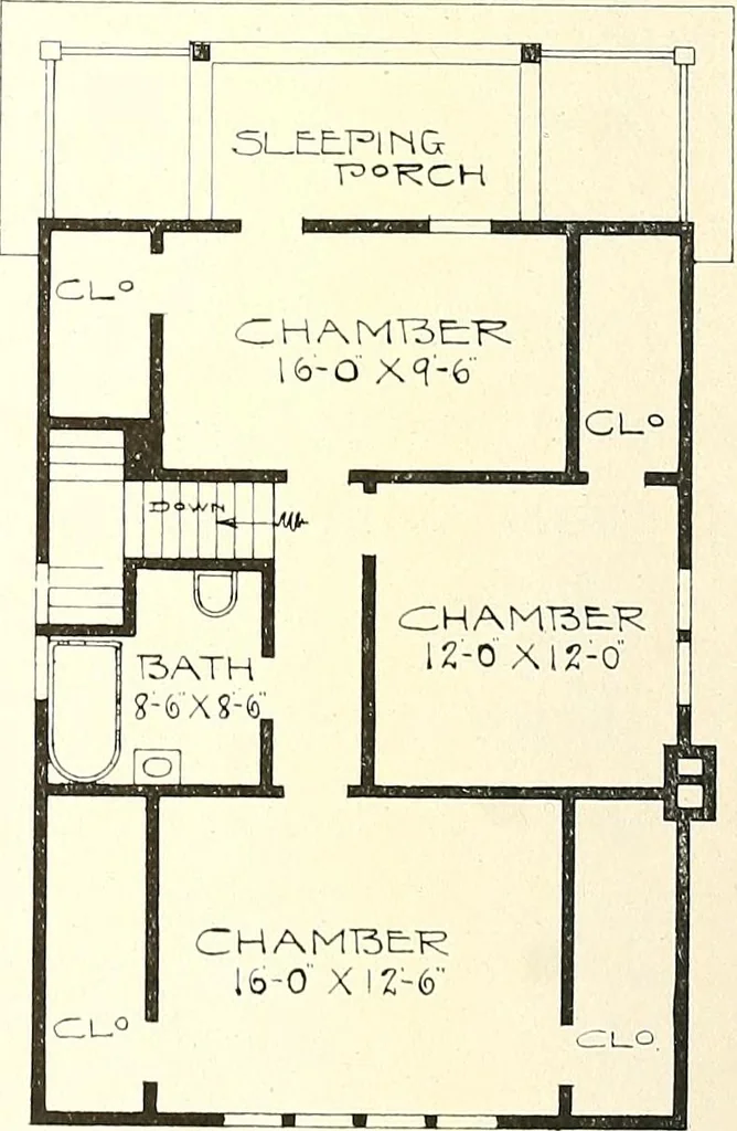 An illustration from The plan book of American dwellings : being a compilation of original home designs, showing actual photographic exteriors and floor plans of moderately priced bungalows, cottages, residences, 1914, leaf 297