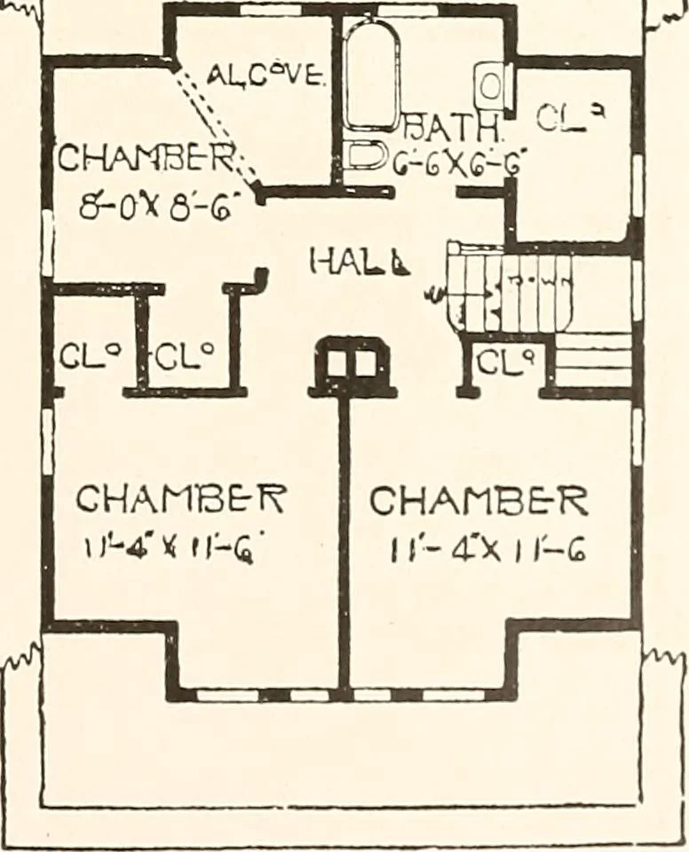 An illustration from The plan book of American dwellings : being a compilation of original home designs, showing actual photographic exteriors and floor plans of moderately priced bungalows, cottages, residences, 1914, leaf 30
