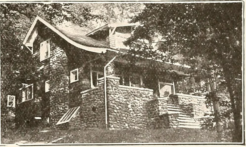 An illustration from The plan book of American dwellings : being a compilation of original home designs, showing actual photographic exteriors and floor plans of moderately priced bungalows, cottages, residences, 1914, leaf 300