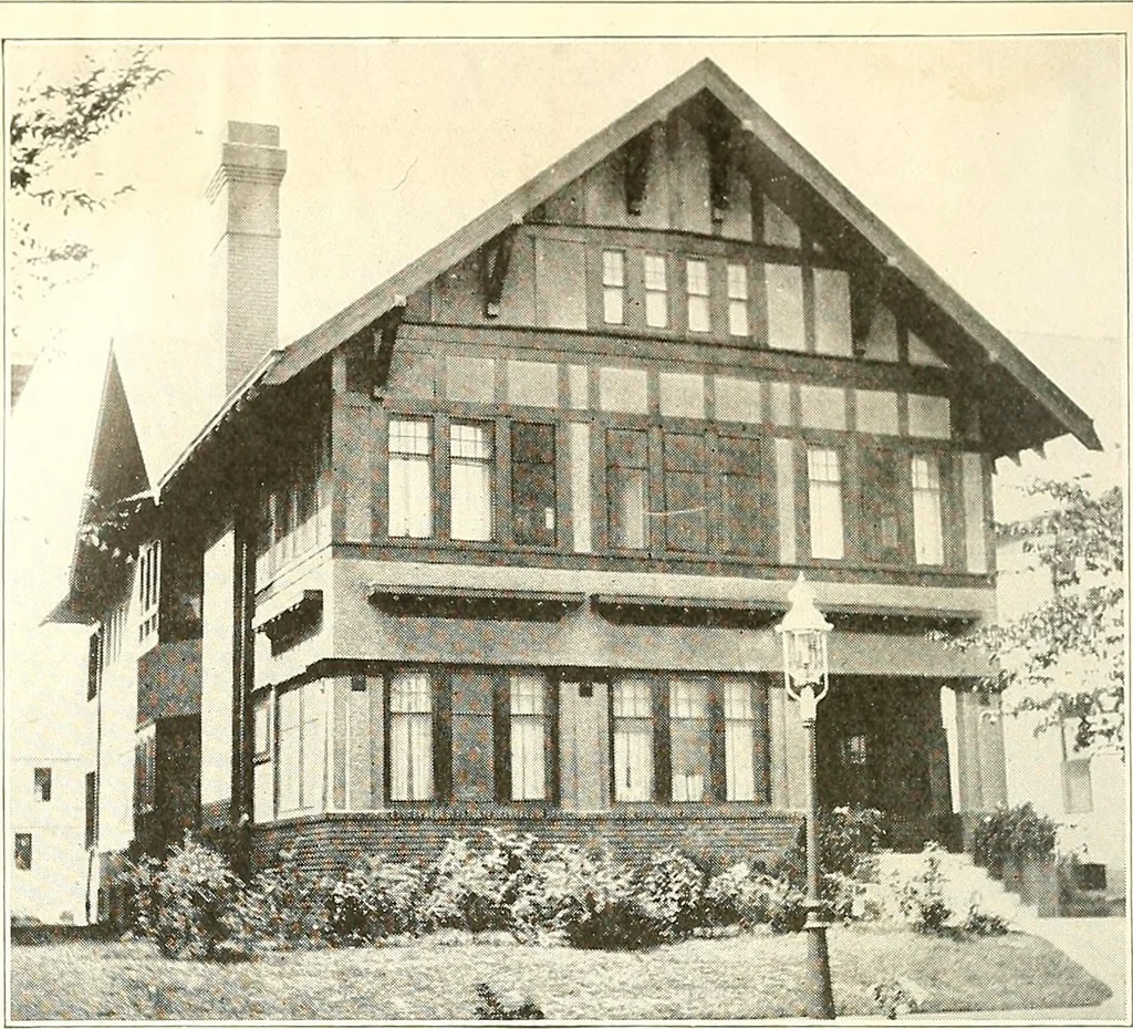 An illustration from The plan book of American dwellings : being a compilation of original home designs, showing actual photographic exteriors and floor plans of moderately priced bungalows, cottages, residences, 1914, leaf 301