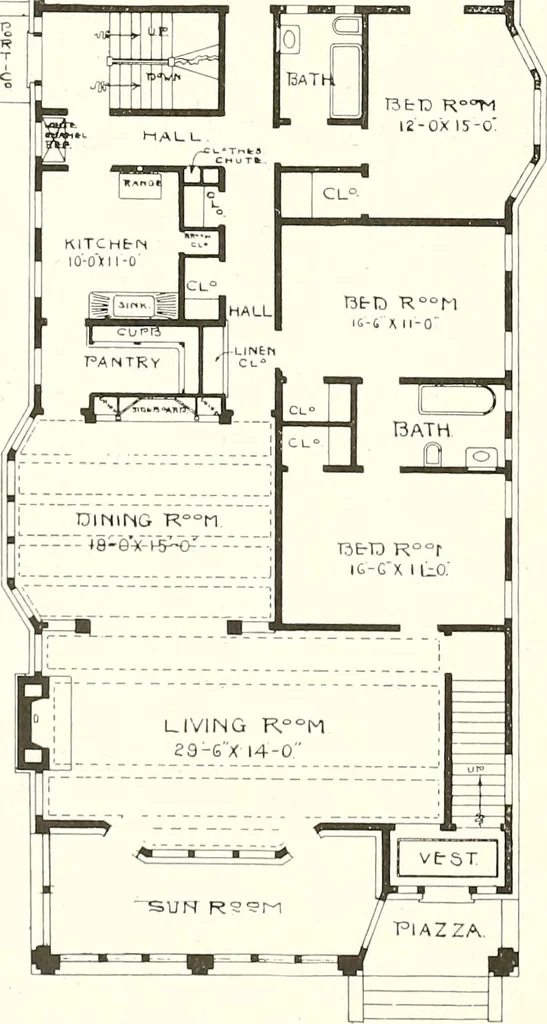 An illustration from The plan book of American dwellings : being a compilation of original home designs, showing actual photographic exteriors and floor plans of moderately priced bungalows, cottages, residences, 1914, leaf 301