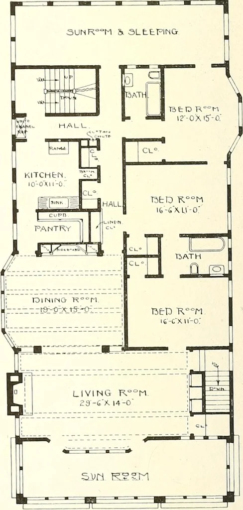 An illustration from The plan book of American dwellings : being a compilation of original home designs, showing actual photographic exteriors and floor plans of moderately priced bungalows, cottages, residences, 1914, leaf 301