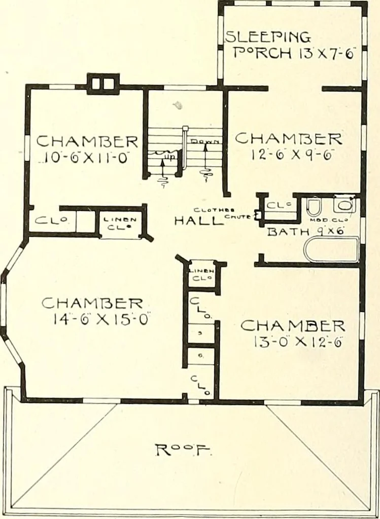 An illustration from The plan book of American dwellings : being a compilation of original home designs, showing actual photographic exteriors and floor plans of moderately priced bungalows, cottages, residences, 1914, leaf 303