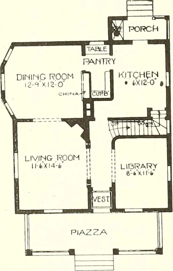 An illustration from The plan book of American dwellings : being a compilation of original home designs, showing actual photographic exteriors and floor plans of moderately priced bungalows, cottages, residences, 1914, leaf 305