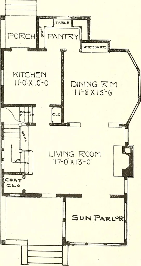 An illustration from The plan book of American dwellings : being a compilation of original home designs, showing actual photographic exteriors and floor plans of moderately priced bungalows, cottages, residences, 1914, leaf 309