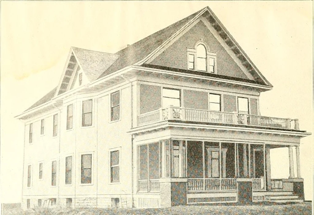 An illustration from The plan book of American dwellings : being a compilation of original home designs, showing actual photographic exteriors and floor plans of moderately priced bungalows, cottages, residences, 1914, leaf 311