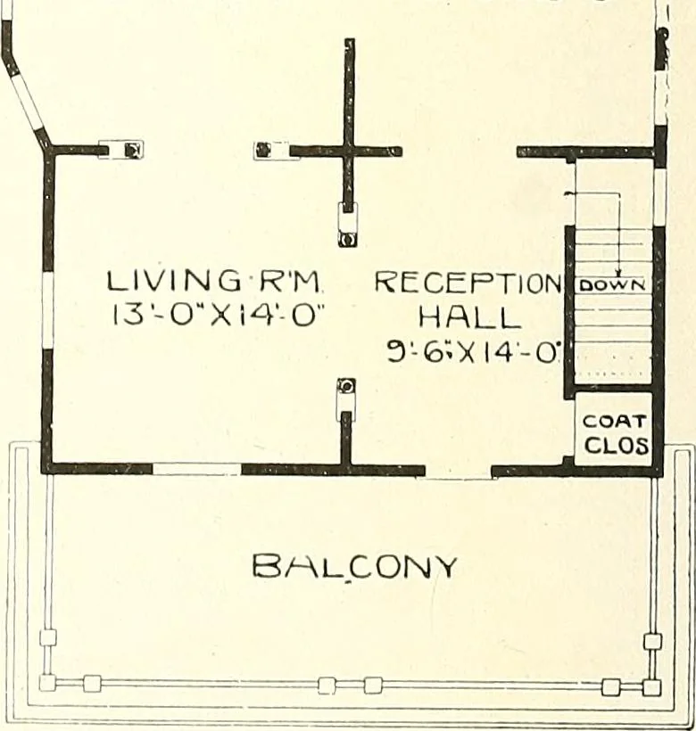 An illustration from The plan book of American dwellings : being a compilation of original home designs, showing actual photographic exteriors and floor plans of moderately priced bungalows, cottages, residences, 1914, leaf 311