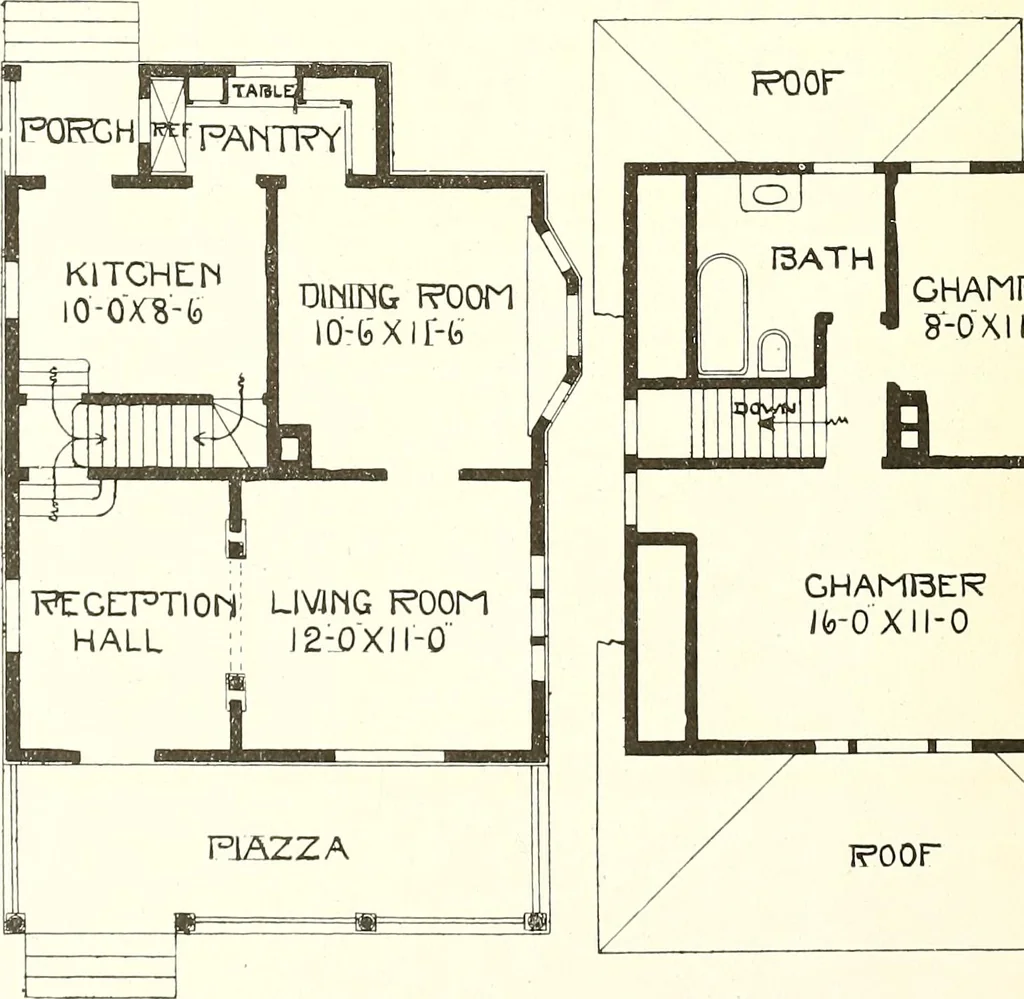 An illustration from The plan book of American dwellings : being a compilation of original home designs, showing actual photographic exteriors and floor plans of moderately priced bungalows, cottages, residences, 1914, leaf 313