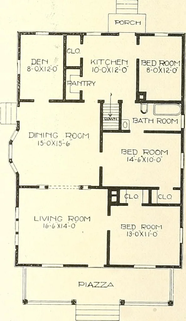An illustration from The plan book of American dwellings : being a compilation of original home designs, showing actual photographic exteriors and floor plans of moderately priced bungalows, cottages, residences, 1914, leaf 317