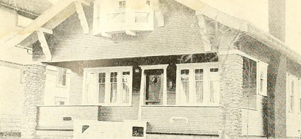 An illustration from The plan book of American dwellings : being a compilation of original home designs, showing actual photographic exteriors and floor plans of moderately priced bungalows, cottages, residences, 1914, leaf 319