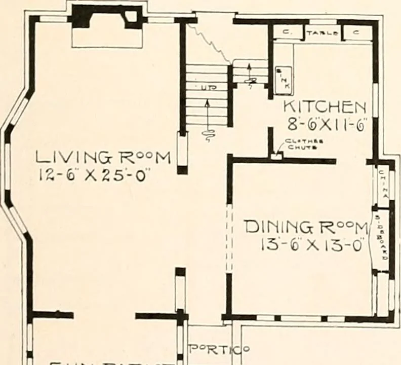 An illustration from The plan book of American dwellings : being a compilation of original home designs, showing actual photographic exteriors and floor plans of moderately priced bungalows, cottages, residences, 1914, leaf 32