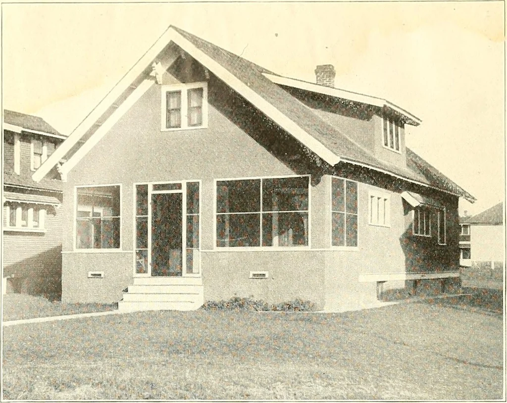 An illustration from The plan book of American dwellings : being a compilation of original home designs, showing actual photographic exteriors and floor plans of moderately priced bungalows, cottages, residences, 1914, leaf 321
