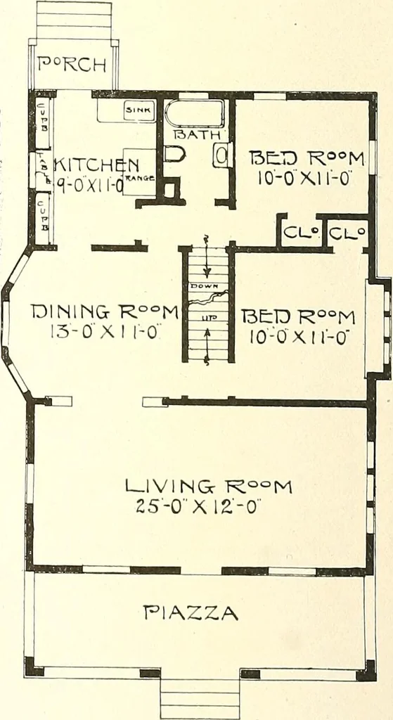 An illustration from The plan book of American dwellings : being a compilation of original home designs, showing actual photographic exteriors and floor plans of moderately priced bungalows, cottages, residences, 1914, leaf 321
