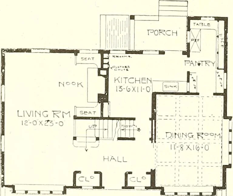 An illustration from The plan book of American dwellings : being a compilation of original home designs, showing actual photographic exteriors and floor plans of moderately priced bungalows, cottages, residences, 1914, leaf 329