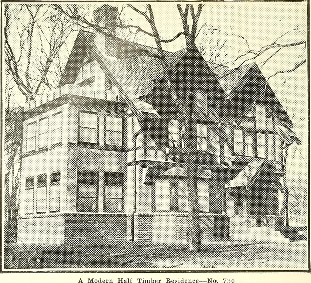 An illustration from The plan book of American dwellings : being a compilation of original home designs, showing actual photographic exteriors and floor plans of moderately priced bungalows, cottages, residences, 1914, leaf 33