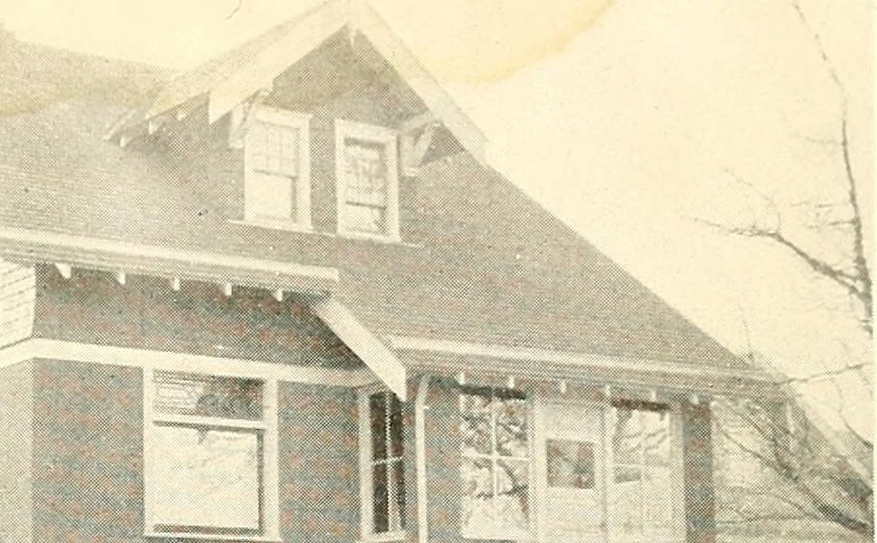 An illustration from The plan book of American dwellings : being a compilation of original home designs, showing actual photographic exteriors and floor plans of moderately priced bungalows, cottages, residences, 1914, leaf 333