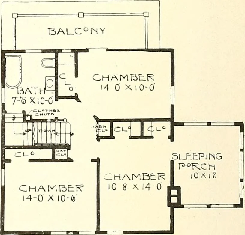 An illustration from The plan book of American dwellings : being a compilation of original home designs, showing actual photographic exteriors and floor plans of moderately priced bungalows, cottages, residences, 1914, leaf 335
