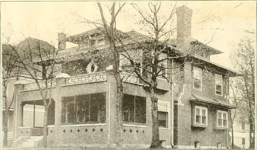 An illustration from The plan book of American dwellings : being a compilation of original home designs, showing actual photographic exteriors and floor plans of moderately priced bungalows, cottages, residences, 1914, leaf 337