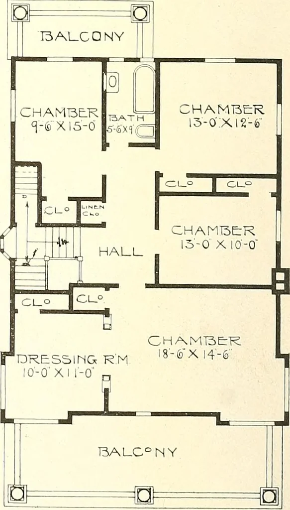 An illustration from The plan book of American dwellings : being a compilation of original home designs, showing actual photographic exteriors and floor plans of moderately priced bungalows, cottages, residences, 1914, leaf 337