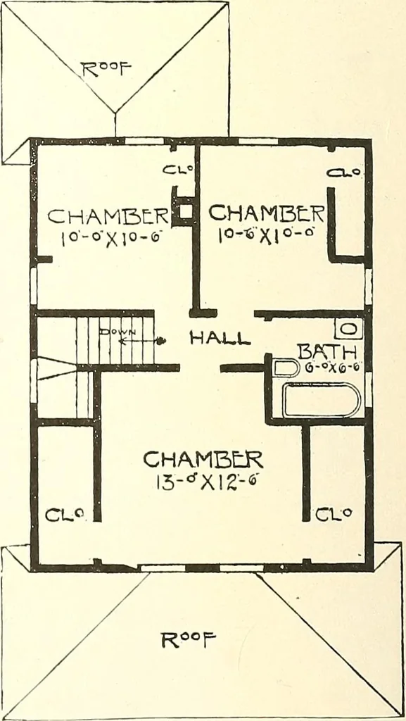 An illustration from The plan book of American dwellings : being a compilation of original home designs, showing actual photographic exteriors and floor plans of moderately priced bungalows, cottages, residences, 1914, leaf 339