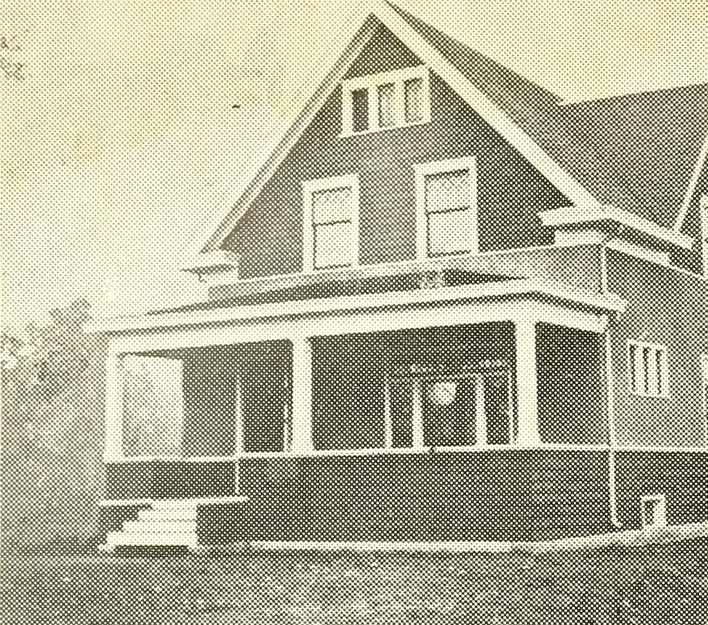 An illustration from The plan book of American dwellings : being a compilation of original home designs, showing actual photographic exteriors and floor plans of moderately priced bungalows, cottages, residences, 1914, leaf 341