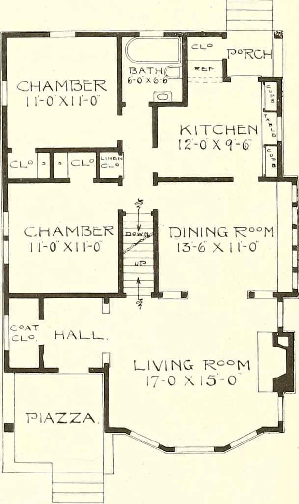 An illustration from The plan book of American dwellings : being a compilation of original home designs, showing actual photographic exteriors and floor plans of moderately priced bungalows, cottages, residences, 1914, leaf 37